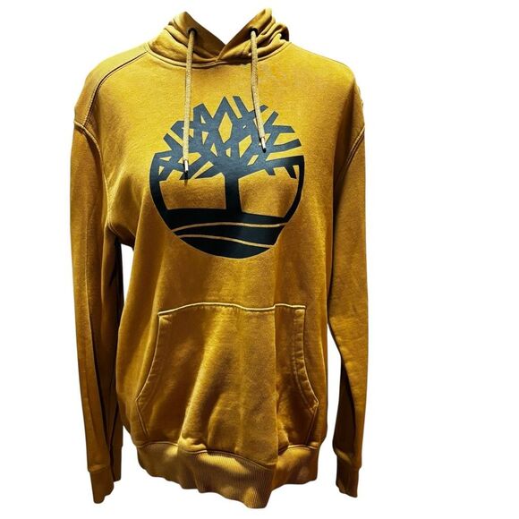 Timberland Graphic Pullover Hoodie Kennebec River Tree Logo, Wheat/Black Men Med - Picture 1 of 8